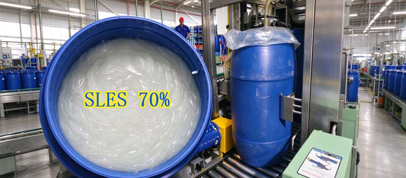 Sodium lauryl ether sulfate 70 sles n70 liquid packed in 170kg blue drums